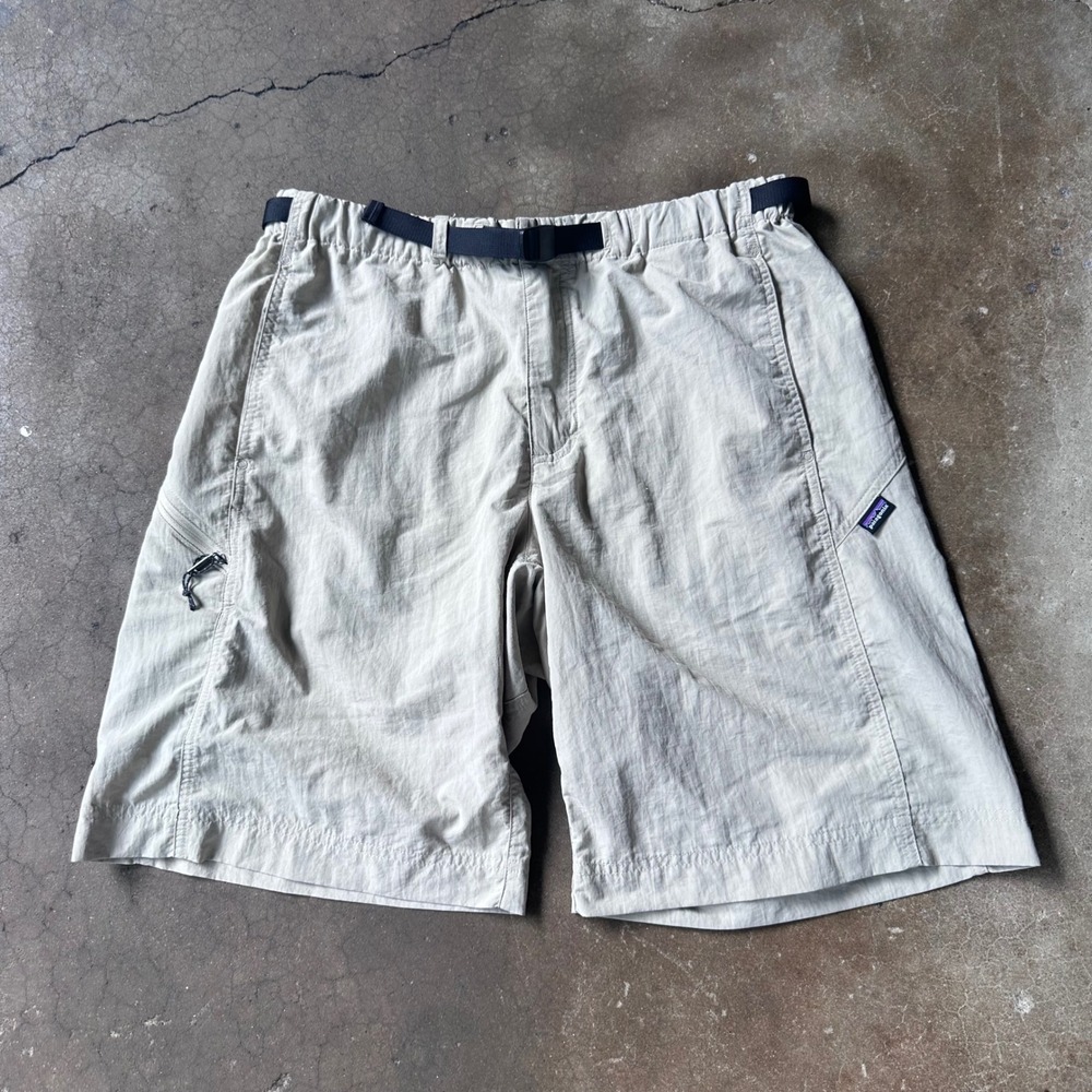 Patagonia Gi III Shorts Mens M Tan Excellent Nylon Hiking Outdoor Belted